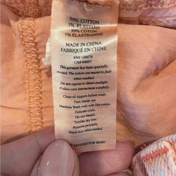 NWOT Faherty Sun Washed Denim Shorts Raw Edge Size 27, Peach Nectar - Picture 6 of 6